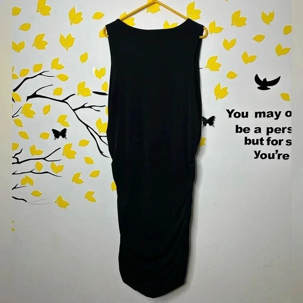 Ashley Stewart Zip Front Ruched Black Dress‎ Size 22/24